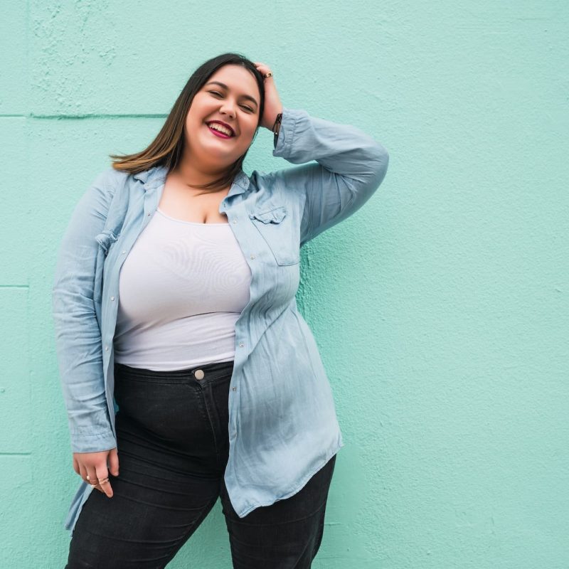 Portrait of young plus size woman.